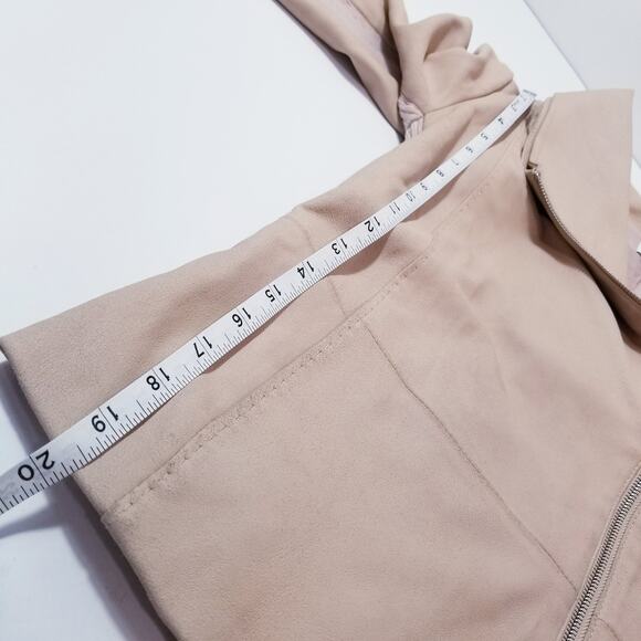 VINCE 100% Goat Leather Merino Wool Ribbed Trim Moto Jacket Double Zipper - Picture 11 of 14